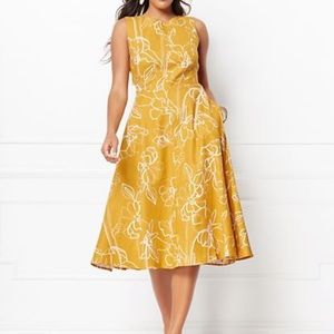 Linen blend floral dress